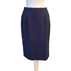 Vintage Fully Lined Wool Womens Navy‎ Blue Pencil Skirt POCKETS! Size 12